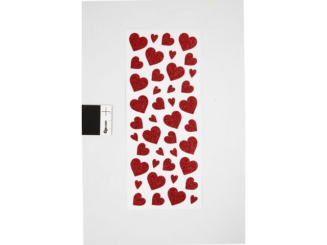 Glitterstickers röd hjärtan 84/fp